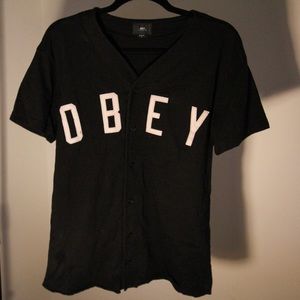 Obey Button up Baseball Jersey UNISEX Small
